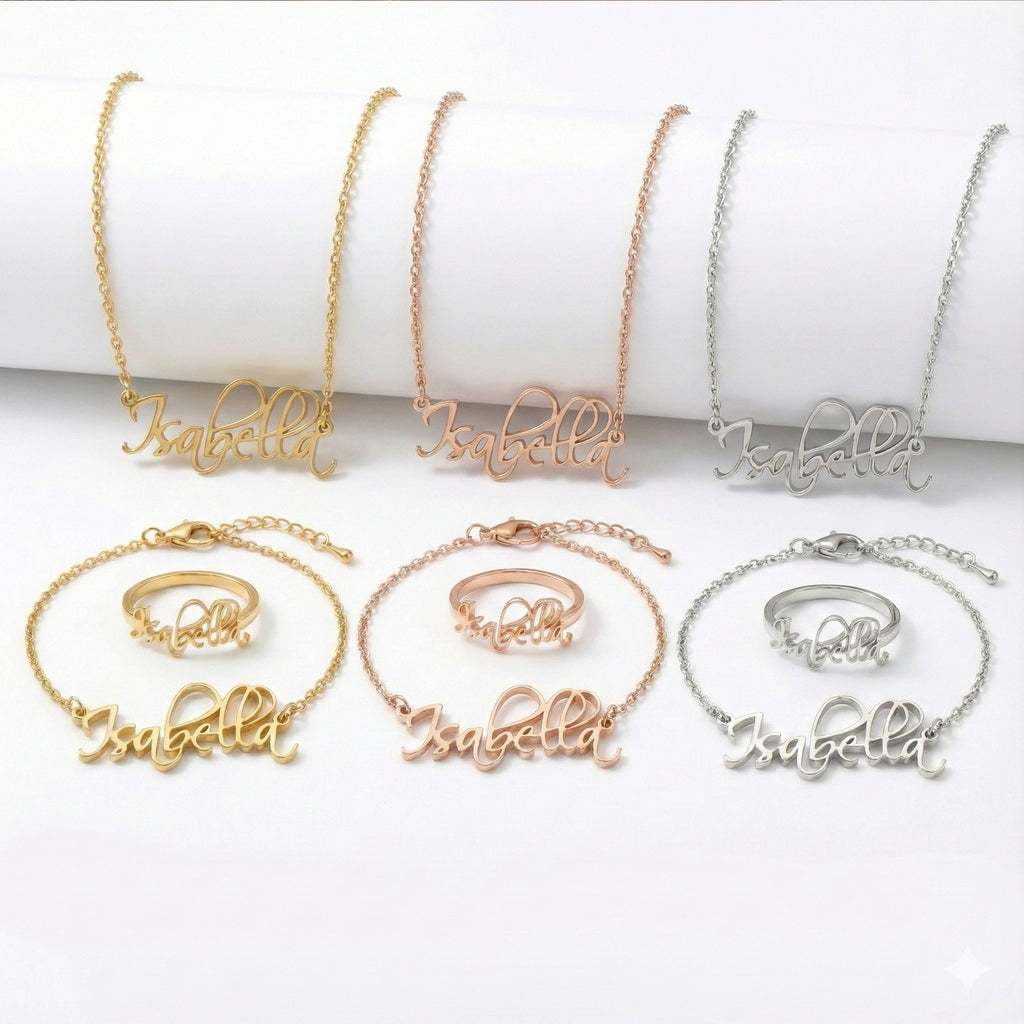 3 SET Custom Name Jewelry — Bali Essence Collection